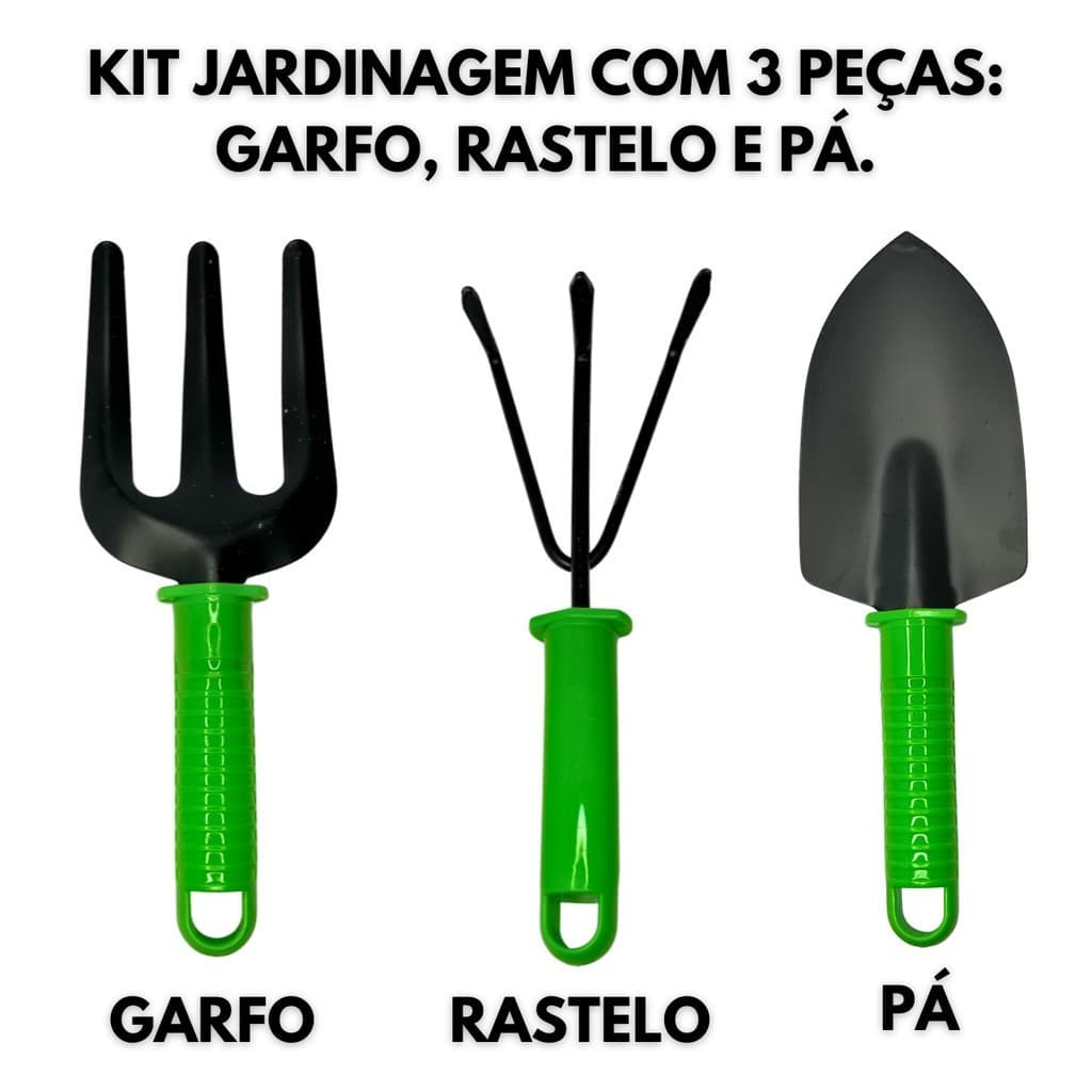 Kit Jardinagem com 3 peças  garfo , rastelo , pá promoção  Profissional