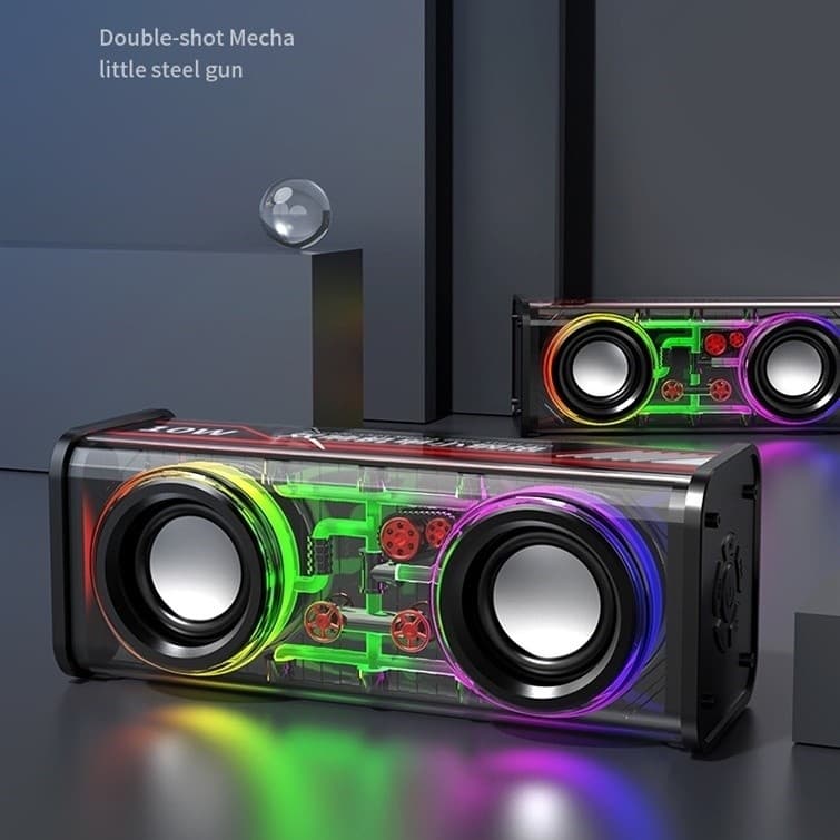 Caixa de Som Bluetooth com Alto-Falante Duplo Luz RGB Super Potente Sem Fio V8