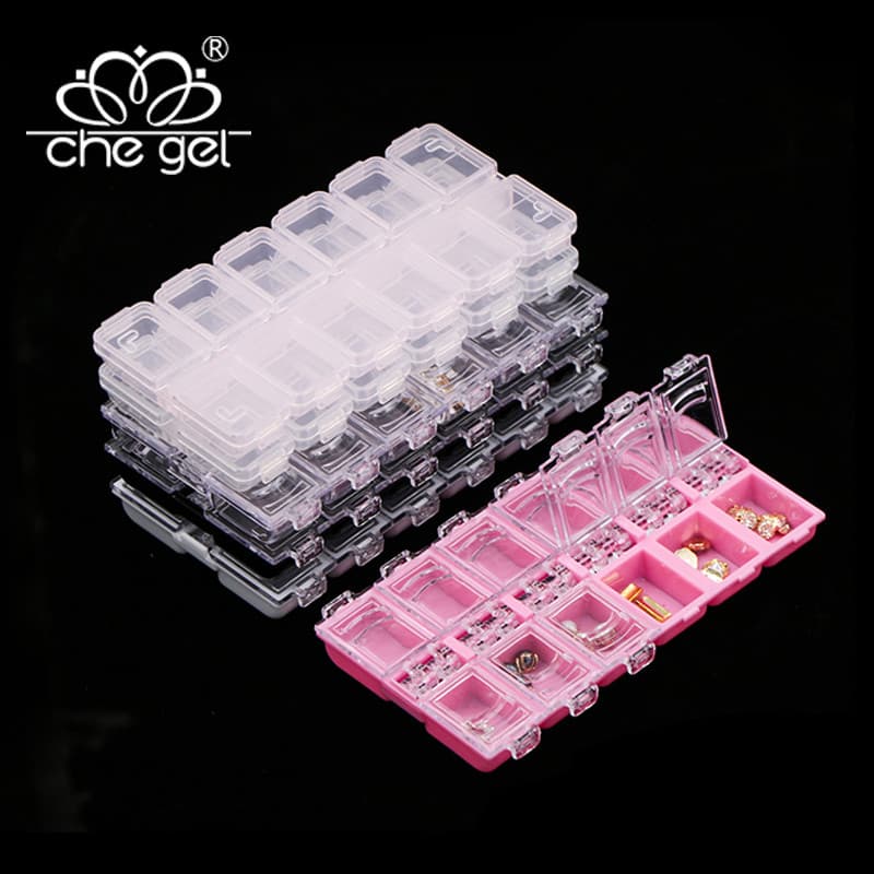 Ferramentas de manicure japonesas acessórios de manicure caixa de armazenamento transparente 12 grade caixa de jóias cai