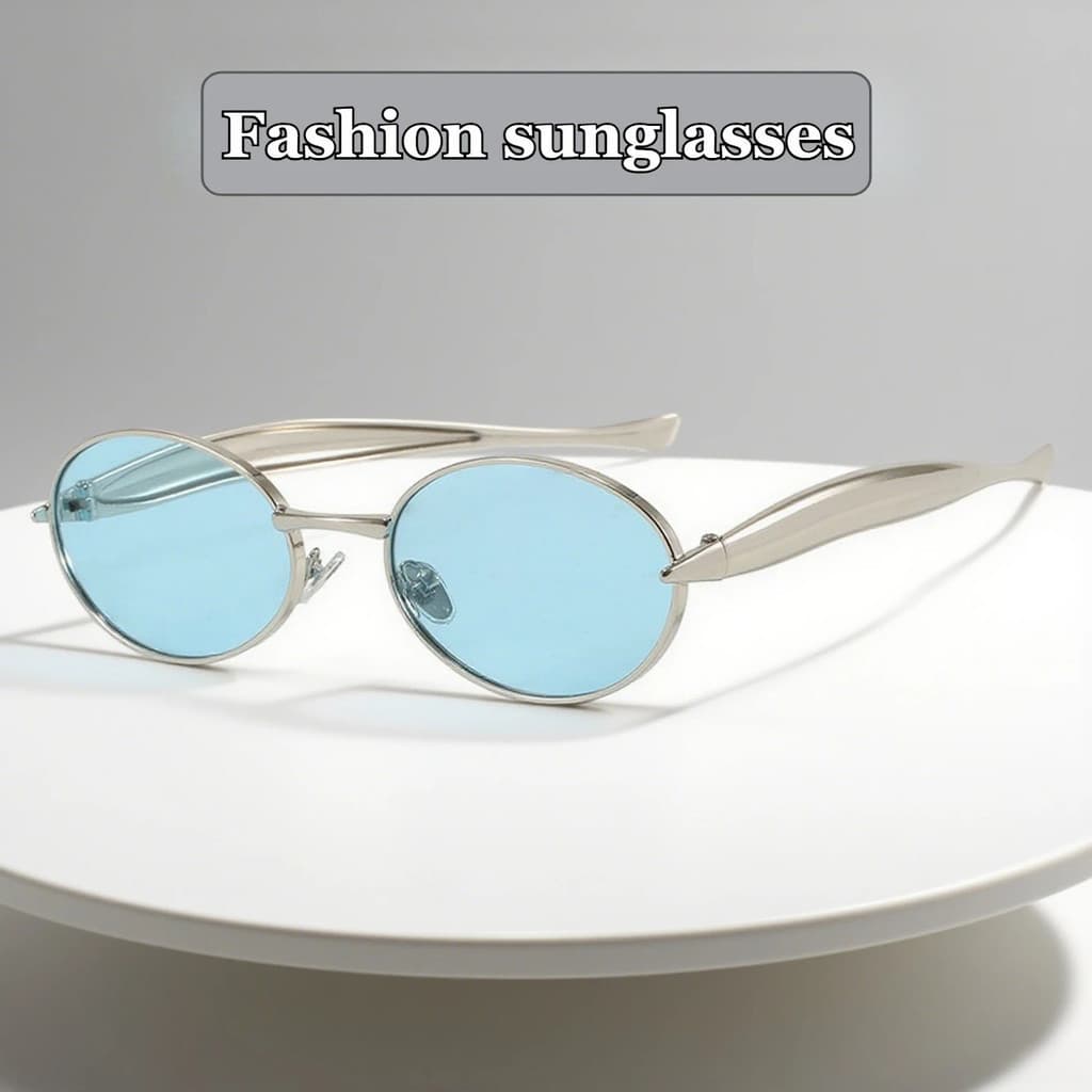Neutro Nova Moda Oval Quadro Óculos De Sol UV400 Proteção Para Os Olhos Feminina De Metal De Alta Qualidade