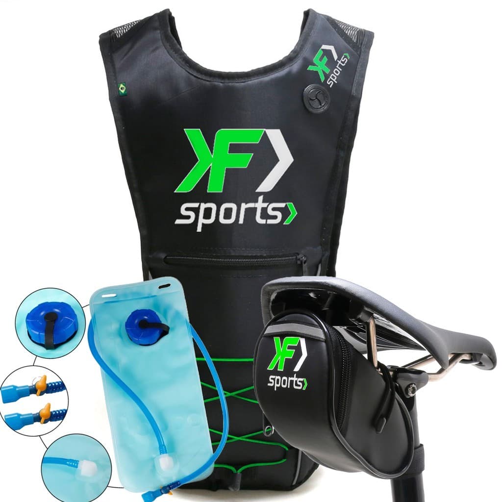 Kit Ciclismo Mochila De Hidratação Bolsa Selim Celular Bike Bicicleta Verde