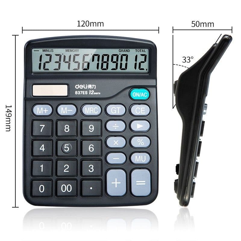 Calculadora multifuncional de teclas grandes, calculadora financeira para escritório, alimentação dupla solar.