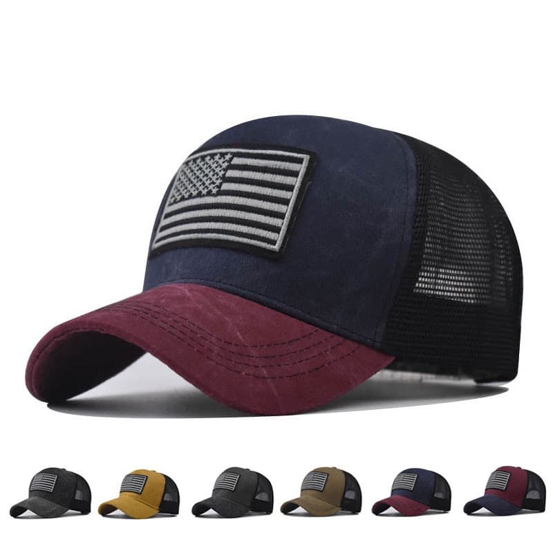 Nova Moda Bandeira Dos Eua Malha Boné De Beisebol Feminino Masculino Respirável Snapback Chapéus Estilo Britânico Esport