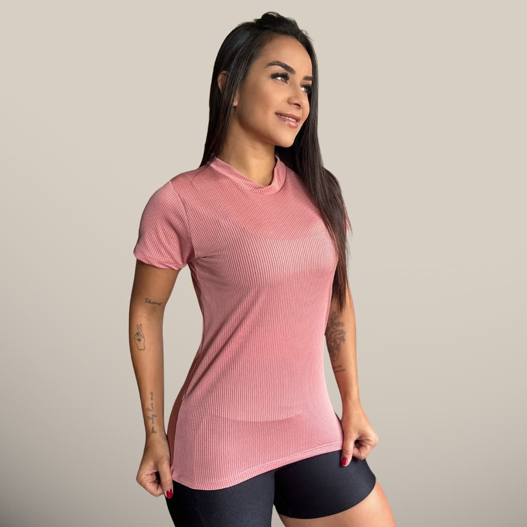 Camiseta Dry Fit Feminina Manga Curta para Academia Blusa Fitness de Treino Básica Camisa T-shirt Dri Esportiva Malhar
