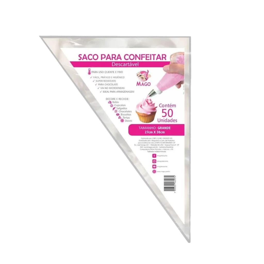 Saco De Confeitar 5 Unidades Grande 38x27cm Mago