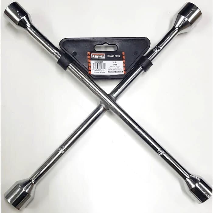 Chave Roda Cruz 4 Bocas Profissional Eficaz Manutenção Starfer 17x19x21x23mm Alta Qualidade