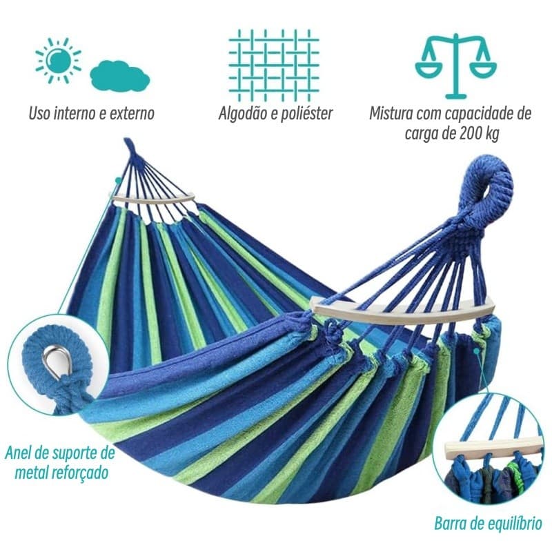 Rede De Descanso Conforto Larga 200x80cm De Rede De Balanço até 200kg