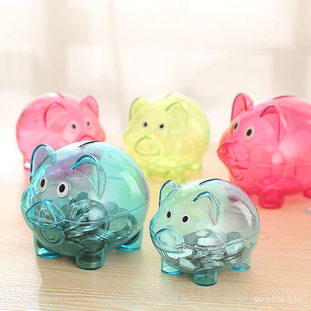 Pequeno Cofrinho De Plástico Transparente Para Crianças , Colorido , Presente De Aniversário