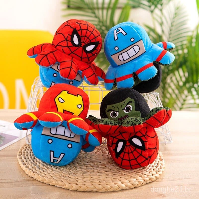 Brinquedo de Pelúcia de Polvo Transformado Vingadores Homem de Ferro Capitão América Hulk Homem-Aranha Boneco de Desenho