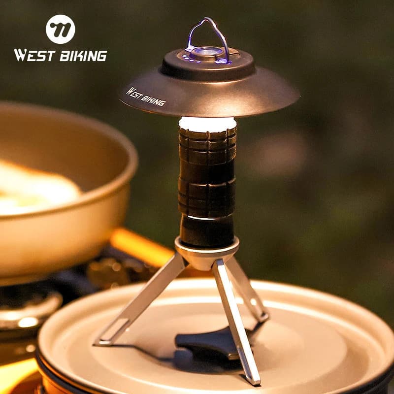 Lanterna de Camping Multifuncional Portátil WEST BIKING Recarregável por USB com 3 Modos de Iluminação, Lanterna para Te