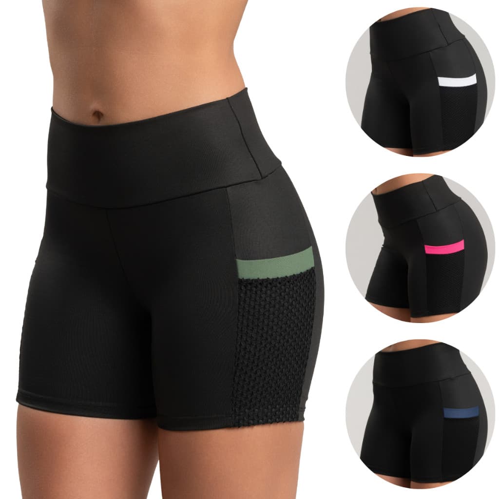 Short Academia Zero Transparência Fitness Legging Esportiva Corrida Treino Confortável