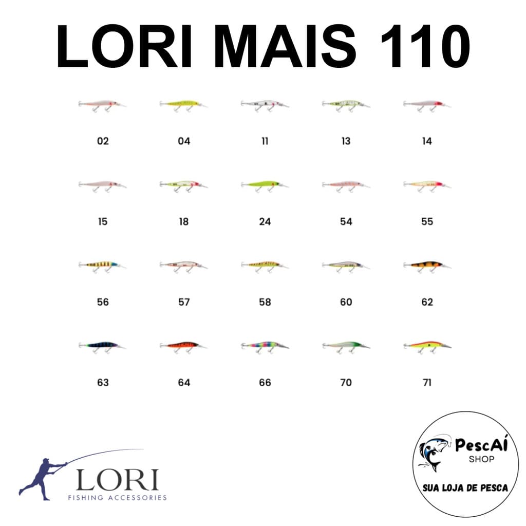 Isca Artificial - Lori Fishing - Lori Mais 110 - Fundo - Sinking - 11 cm - 17 g - Tucunaré