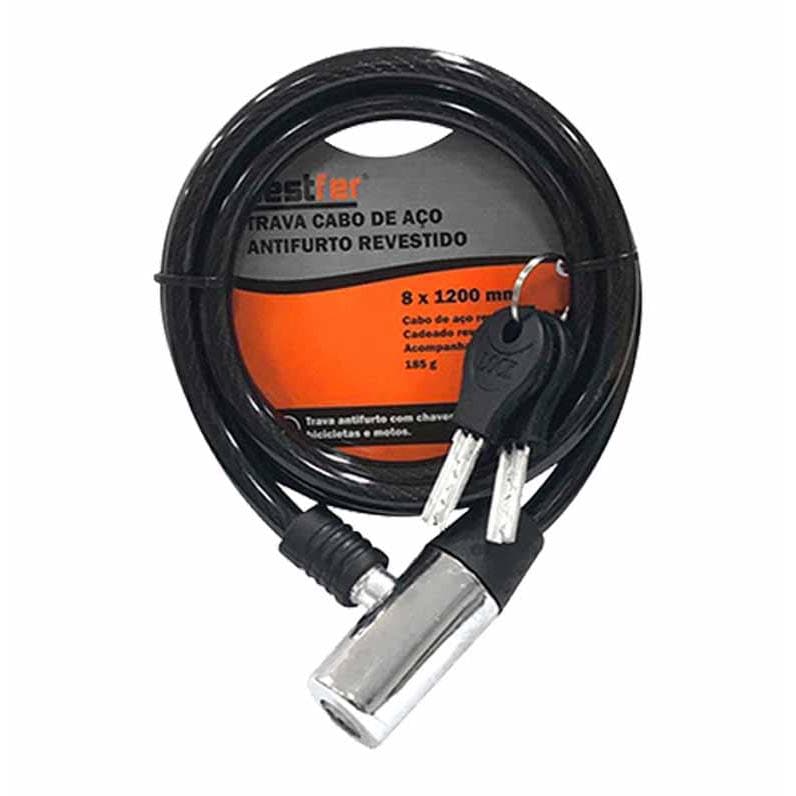 Corrente Para Bicicleta Cadeado Bike Moto Com Trava Reforçada Anti Furto 1,20mt x 8mm Bestfer