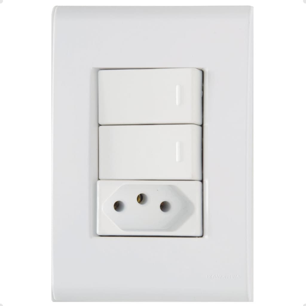Interuptor Liz 2 Simples + Tomada 10a Tramontina Cor Branco