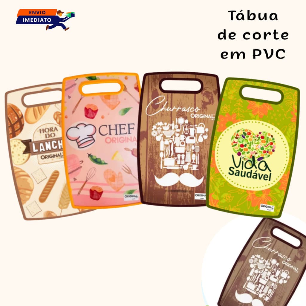 Tábua De Corte Para Legumes Carnes Vegetais kit Original Line Feita de PVC Resistente Tabua Churrasco