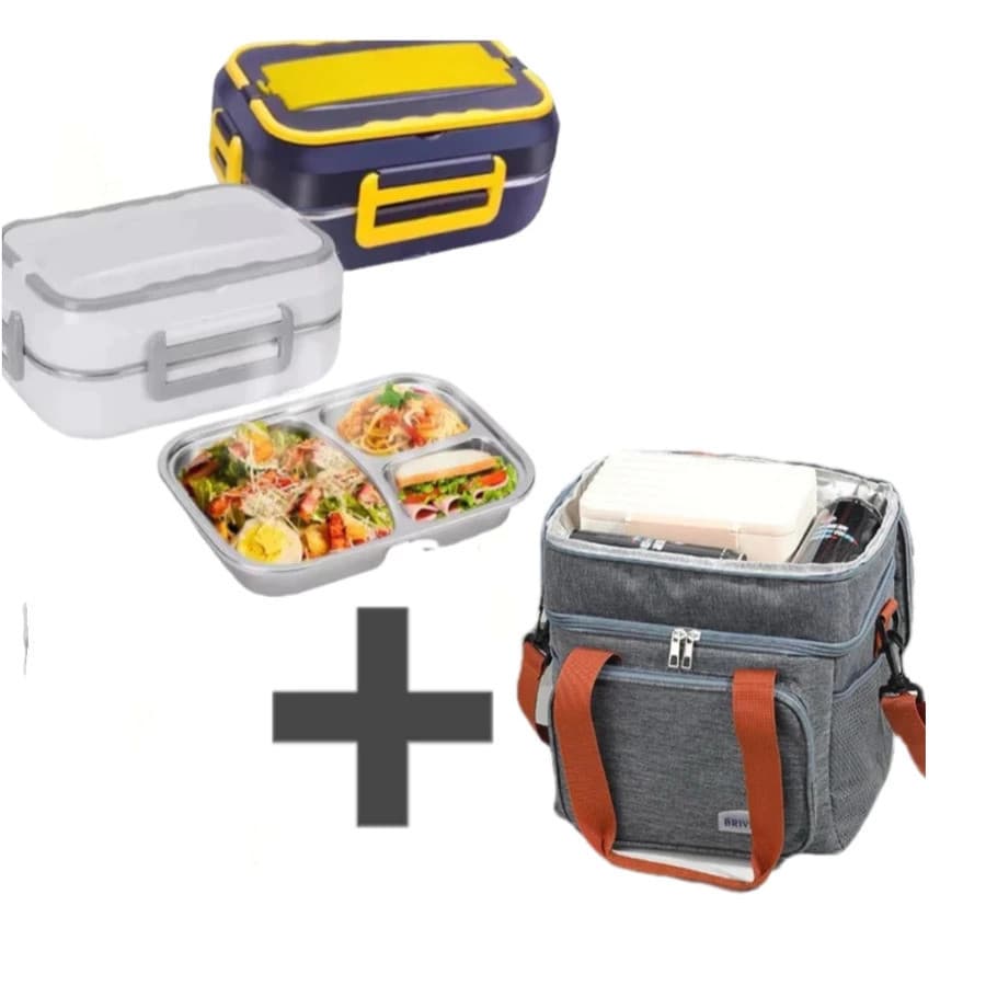 Marmita Elétrica Carro Casa Portátil Bivolt Automática 110v/ 220v E 12V/24V Com Bolsa Isolamento