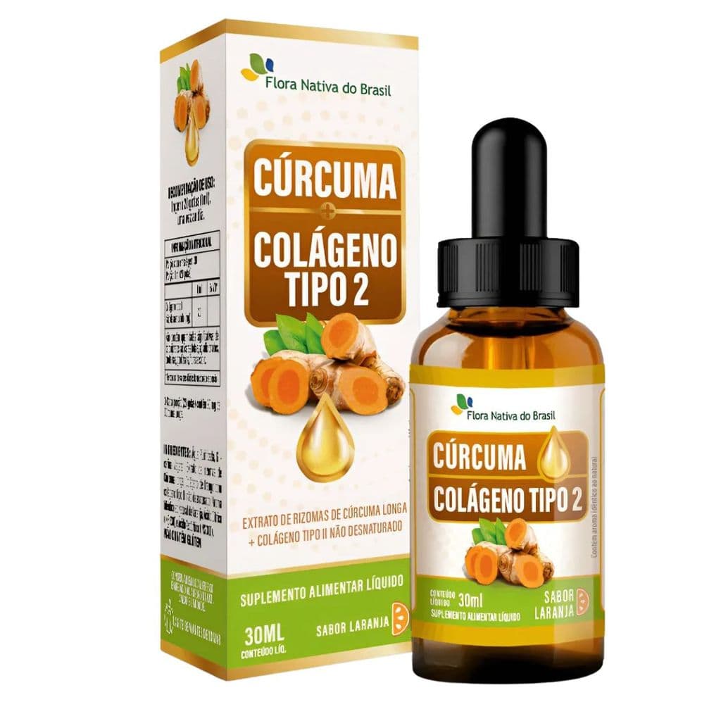 CURCUMA + COLÁGENO TIPO 2 GOTAS (SABOR LARANJA) - FLORA NATIVA