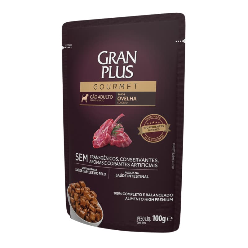 Ração Úmida Sachê GranPlus Gourmet Cachorros Adultos Ovelha 100gr