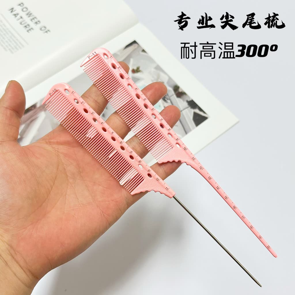 Novo estilo escala barbeiro pente cabeleireiro tamanho dedicado cabeleireiro profissional corte de cabelo rosa dupla fac