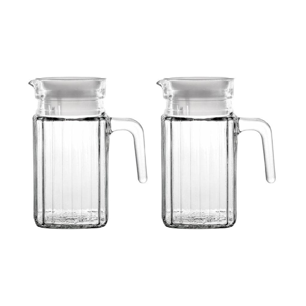 Jogo Jarras De Vidro Transparente Resistente Tampa De Plástico 550ml Ou 1 Litro Suco Água Bebidas