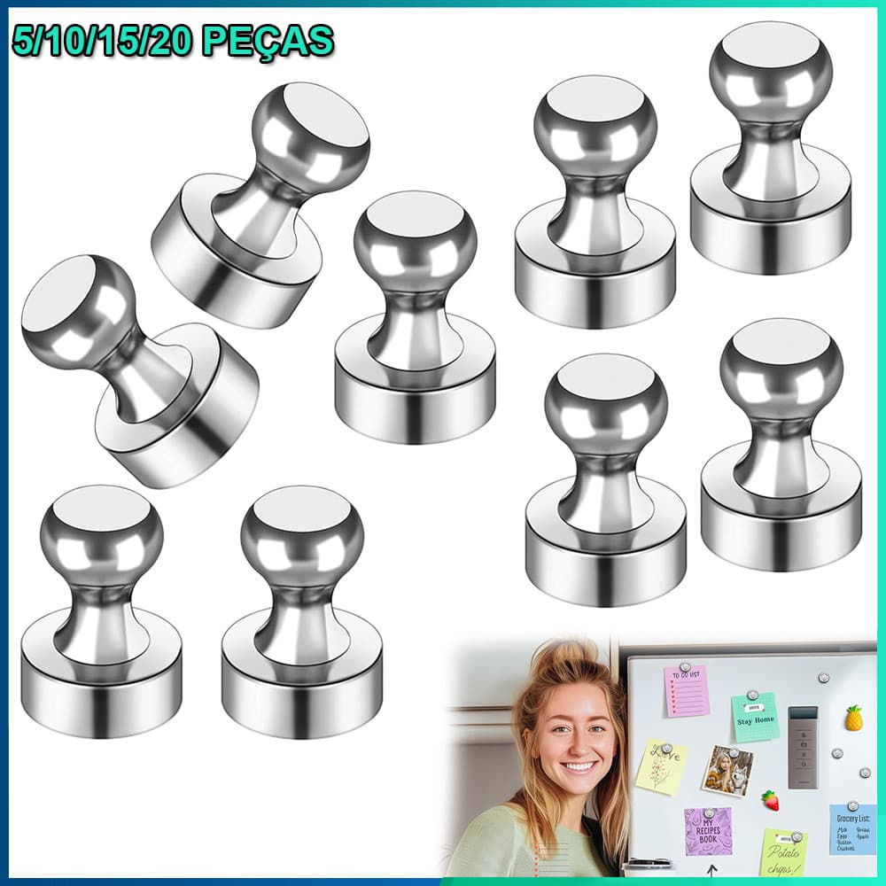 5-20 Pçs Prata Forte Neodímio Magnético Pinos Otário Percevejo Ímã De Aço Durável Push Pin Para Geladeira Quadro Branco