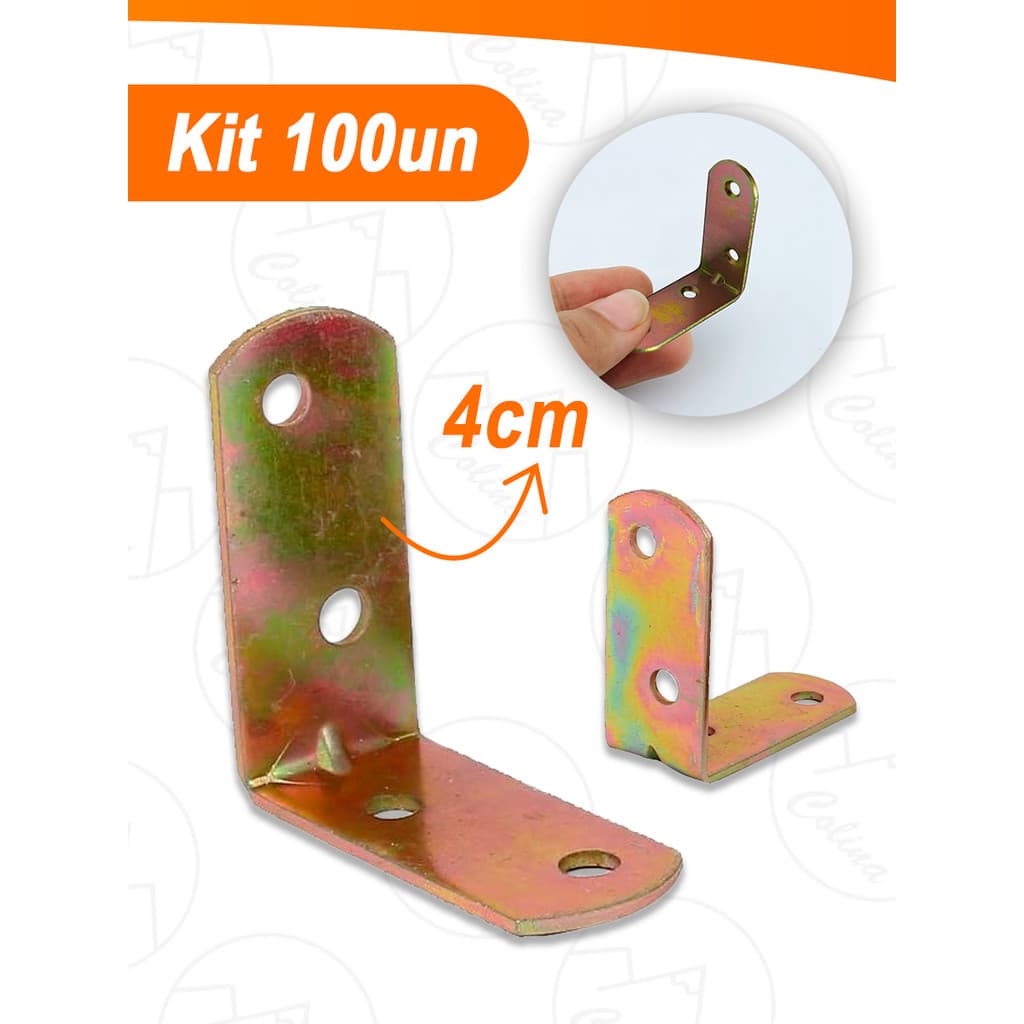 Kit 100 Cantoneiras Bicromatizada Para Moveis De 40mm