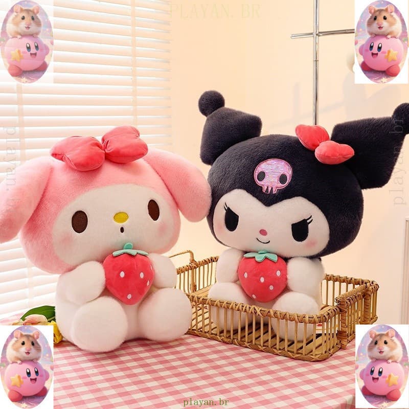 Boneca de Pelúcia Sanrio Kuromi My Melody Série Morango de 40cm