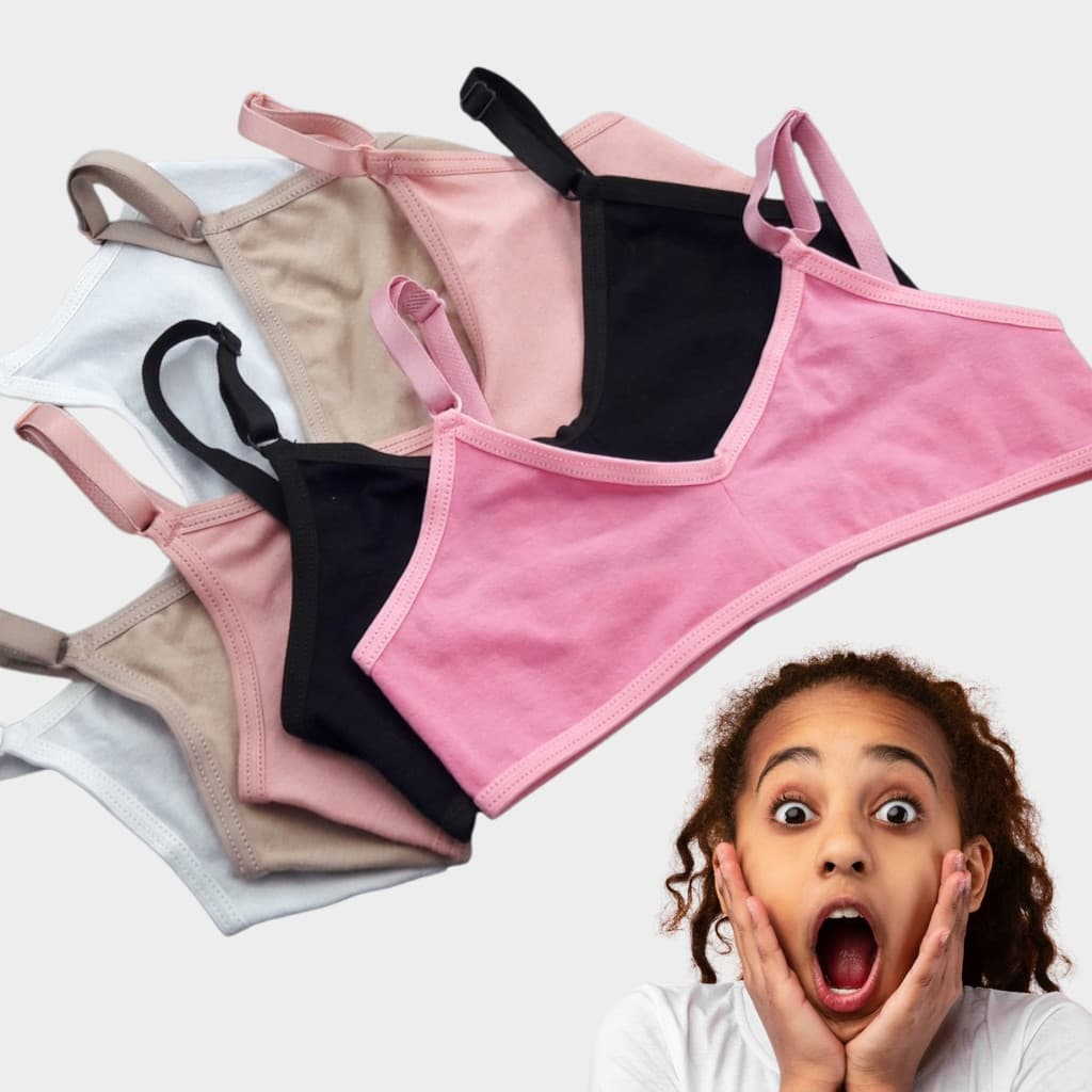 Kit 5 Sutiã Teen Menina Moça 6 A 14 Anos Reforçado Regulável