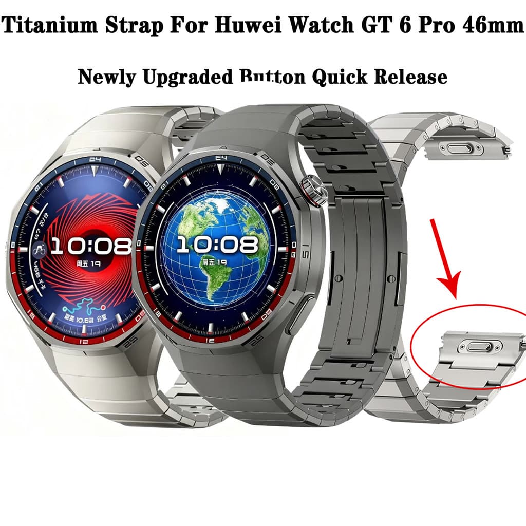 Pulseira de Titânio de Liberação Rápida Sem Lacunas para Huawei Watch GT 6 Pro 46mm Pulseira de Metal para Huawei Watch
