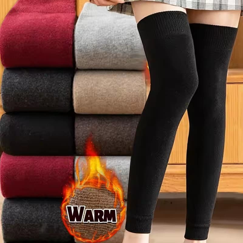 1-4 Pares De Polainas Térmicas De Malha Com Pontos Antiderrapantes E Elástico , Meias De Algodão Para Inverno Longas Elá