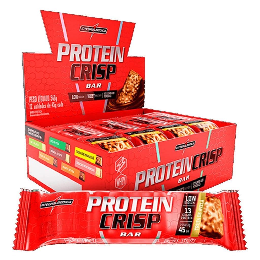 Protein Crisp Bar - 12 Unidades 45g Trufa Avelã - IntegralMédica