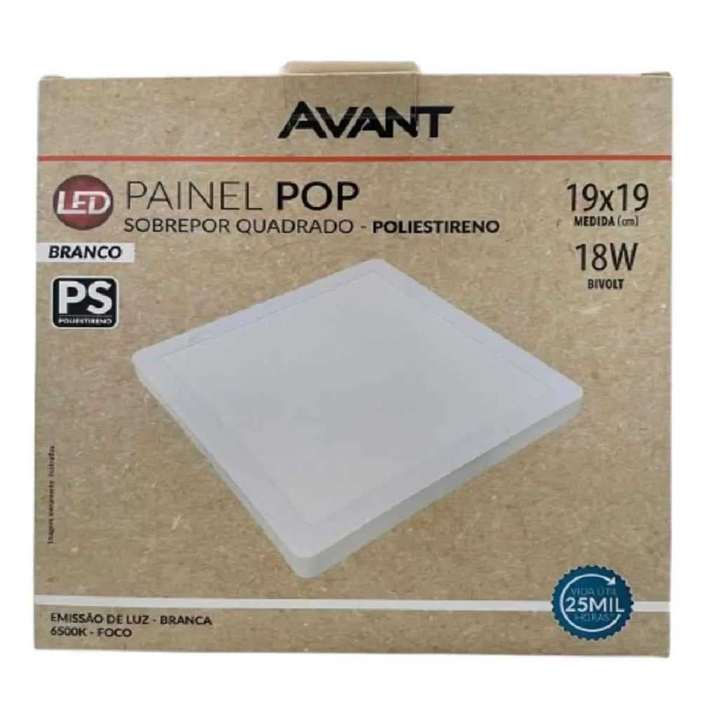 Plafon Led Pop Quadrado Sobrepor 18W 6500k 19x19 Luz Branca