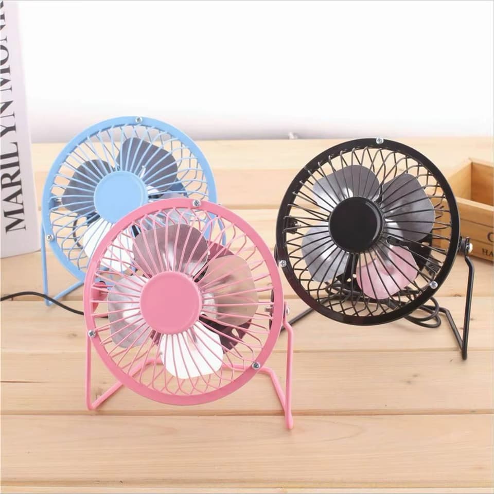 Ventilador de Mesa Metal Portátil Preto Mini USB  4 Pás