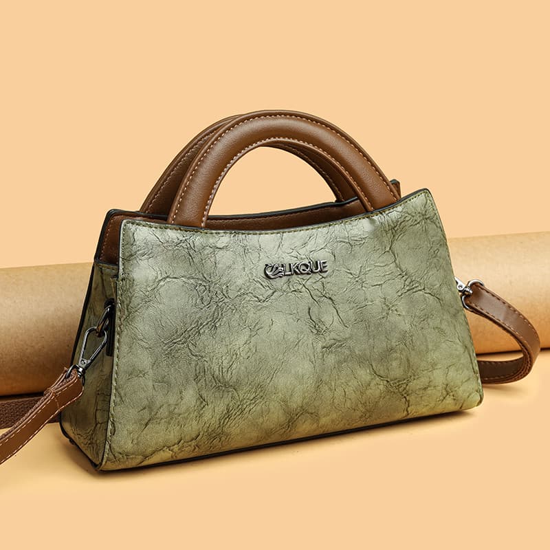 Bolsa feminina de couro genuíno, bolsa mensageiro retrô 2025, novo estilo, primeira camada, bolsa de ombro de meia-idade