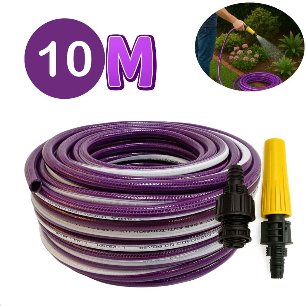 Mangueira 10m Lilas Antitorção  P/ Jardim quintal E Uso Doméstico Casa