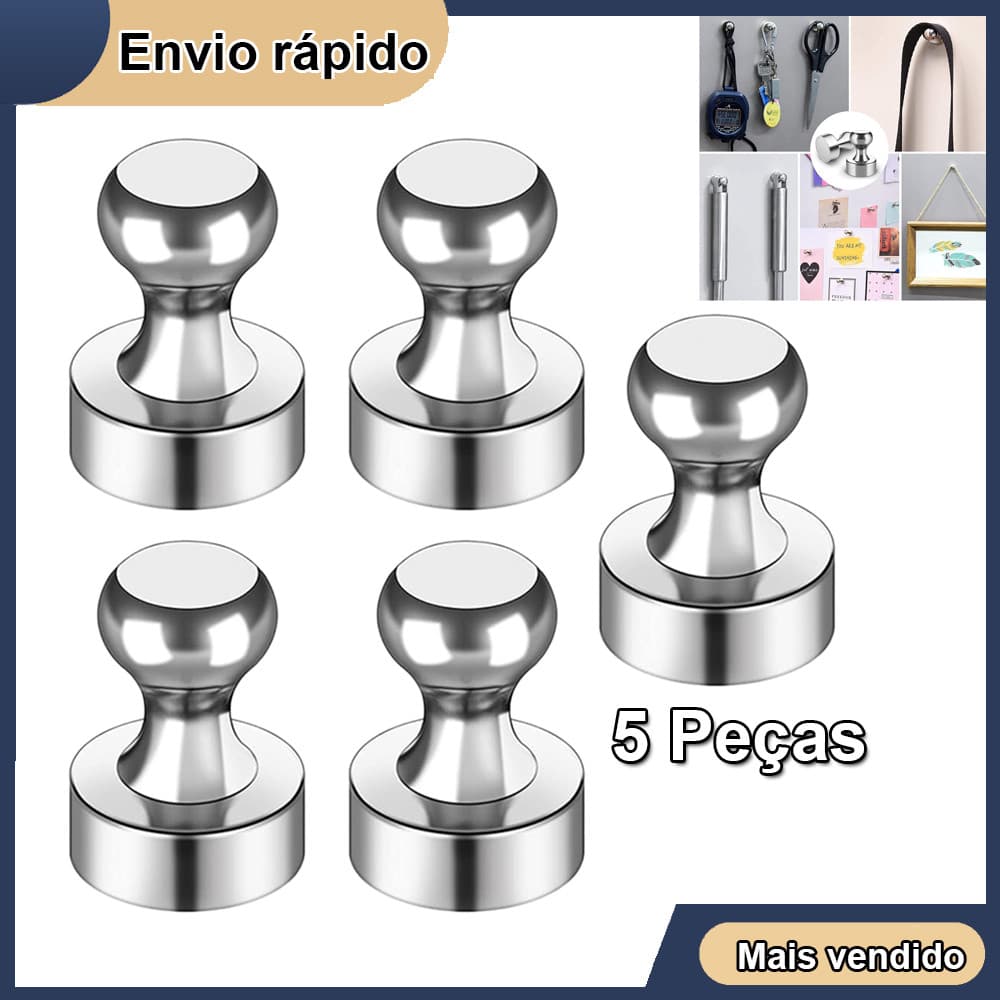 5 Pçs Prata Super Forte Ímã De Neodímio Pinos Magnéticos Otário Percevejo Aço Push Pin Para Geladeira Quadro Branco