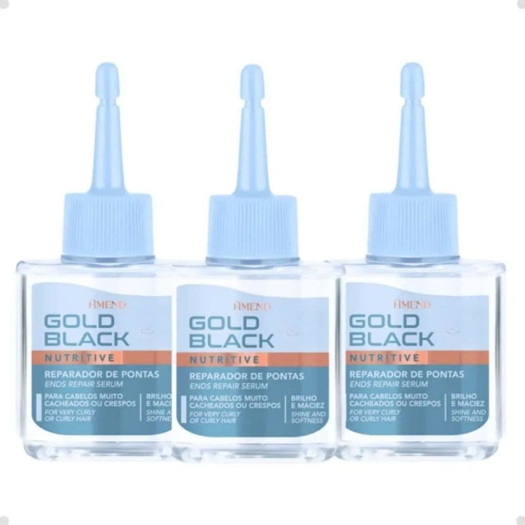 Kit 3 Óleos Reparador de Pontas Amend Gold Black Nutritivo 30ml
