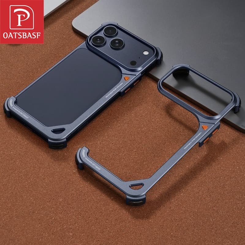 OATSBASF Capa minimalista de metal para iPhone 17 Pro Max / 17 Pro