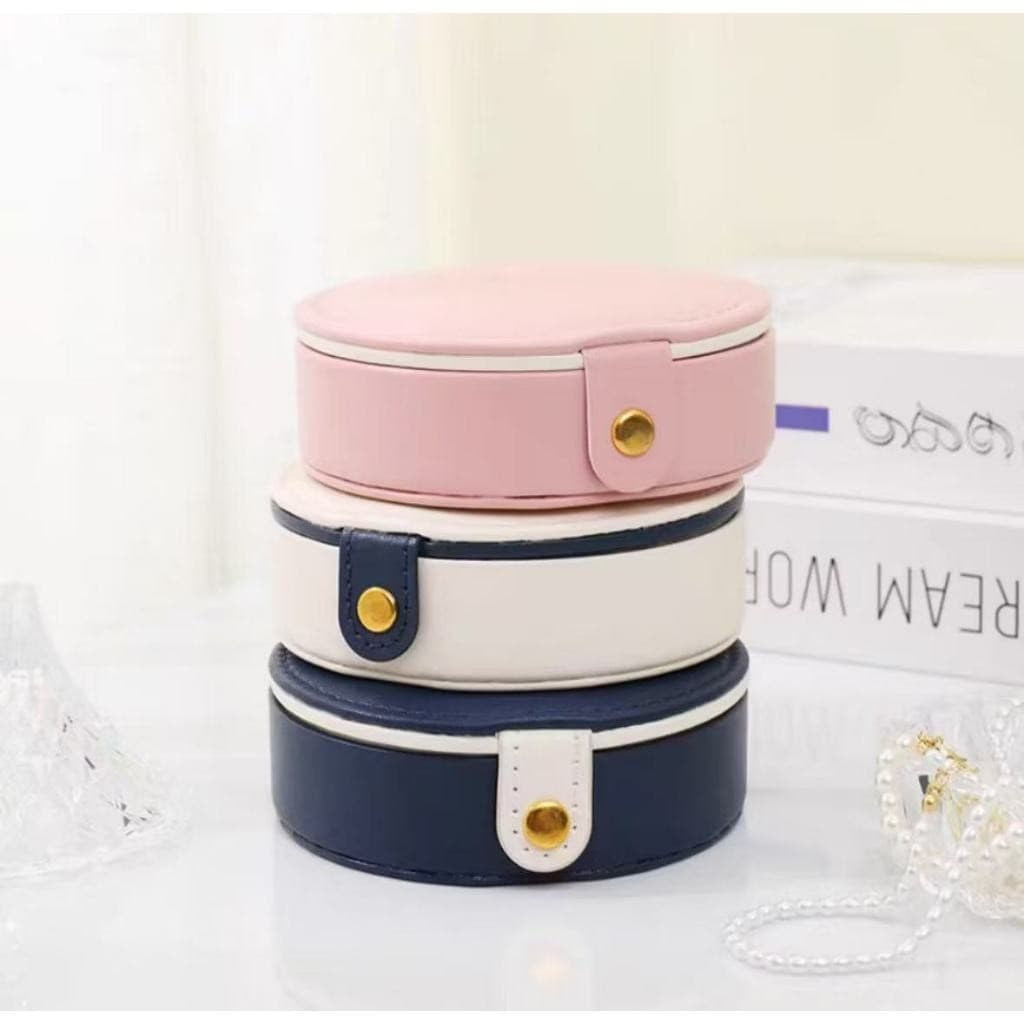 Mini Organizador Porta Joias Redondo Portátil Para Viagem Armazenamento De Brinco Colar Bijuteria