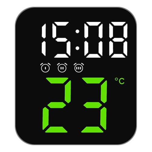Relógio Digital LED Temperatura Alarmes USB Mesa e Parede – Cor Verde, Funcional e Prático