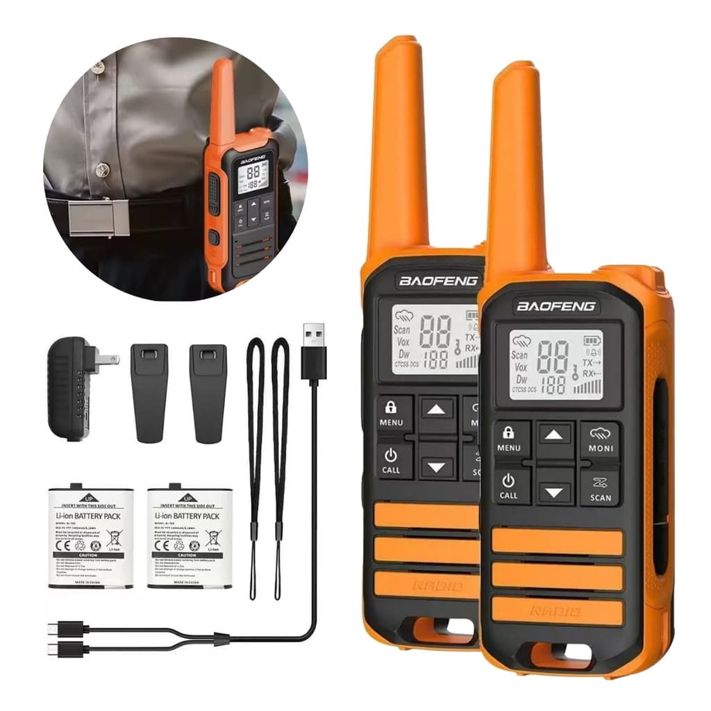 Kit 2 Rádios Comunicadores Baofeng F22 Walk Talk Bidirecional 1400mAh