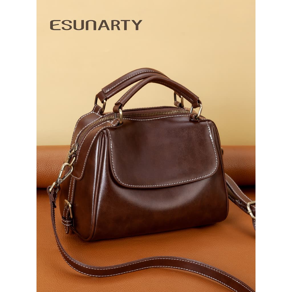 Bolsa de couro genuíno feminina 2026 novo estilo High-End sentir primeira camada de couro Cross-corpo saco alça de ombro