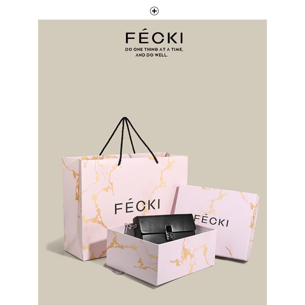 FECKI presente de aniversário para namorada nicho caixa de corrente saco 2025 novo estilo moda luz luxo All-Match pequen