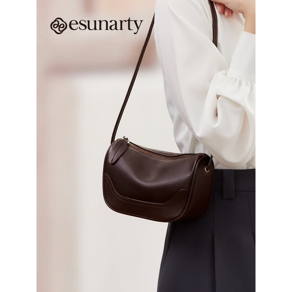 Bolsa de travesseiro de couro genuíno senhoras 2026 novo estilo elegante All-Match um ombro pequena bolsa de ombro High-