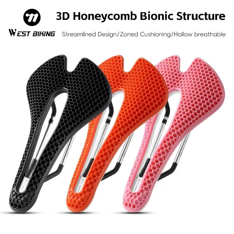WEST BIKING Selim De Bicicleta 3D Impresso Favo De Mel Sela Ultraleve Confortável Respirável MTB Cascalho Estrada Equitação S