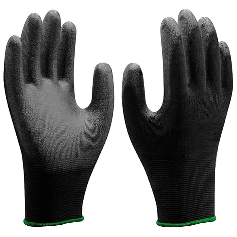 Kit Luva P.U Poliamida Tátil Preta 7 - 10 Pares - MARLUVAS