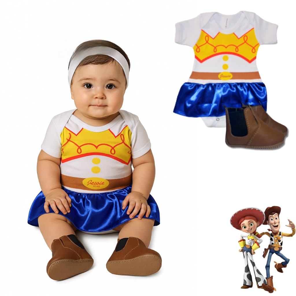 Body Bebê Infantil Menina Mêsversário Temático Da Jessie - ToyStory Promoção