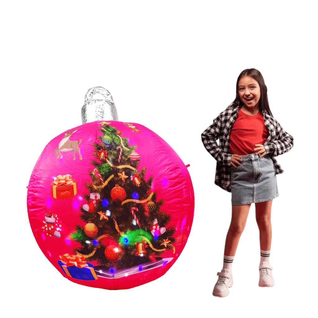 Bola Inflável de Natal com Luz LED 1,2m Decoração Festas Jardim Casa
