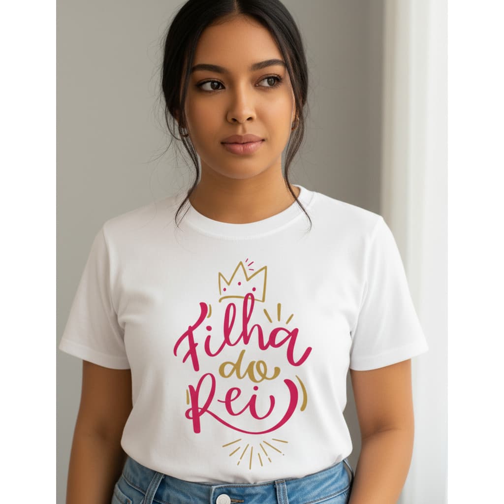 Camiseta Feminina Filha Do Rei Gospel Moda Cristã Fé Estilo