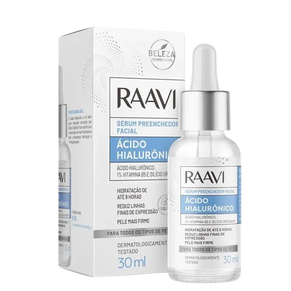 Sérum Facial Preenchedor Ácido Hialurônico Vitamina B5 Raavi 30ml